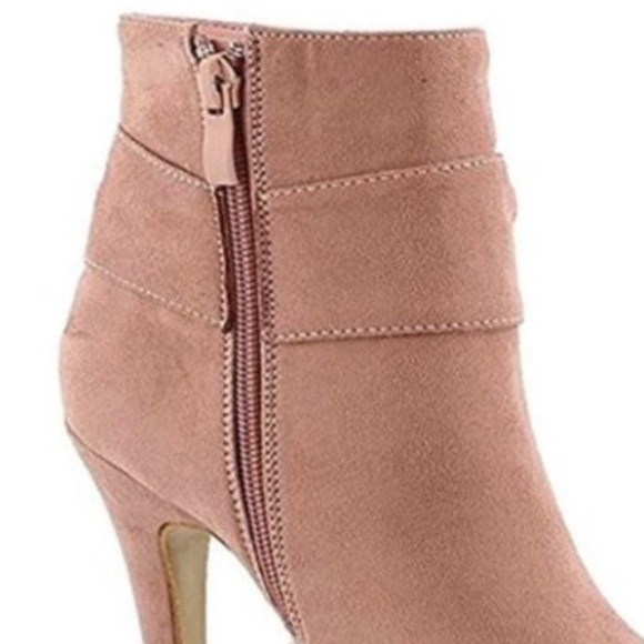 BLUSH FAUX SUEDE BOW HEELED BOOTIE BOOTS - Picture 4 of 8